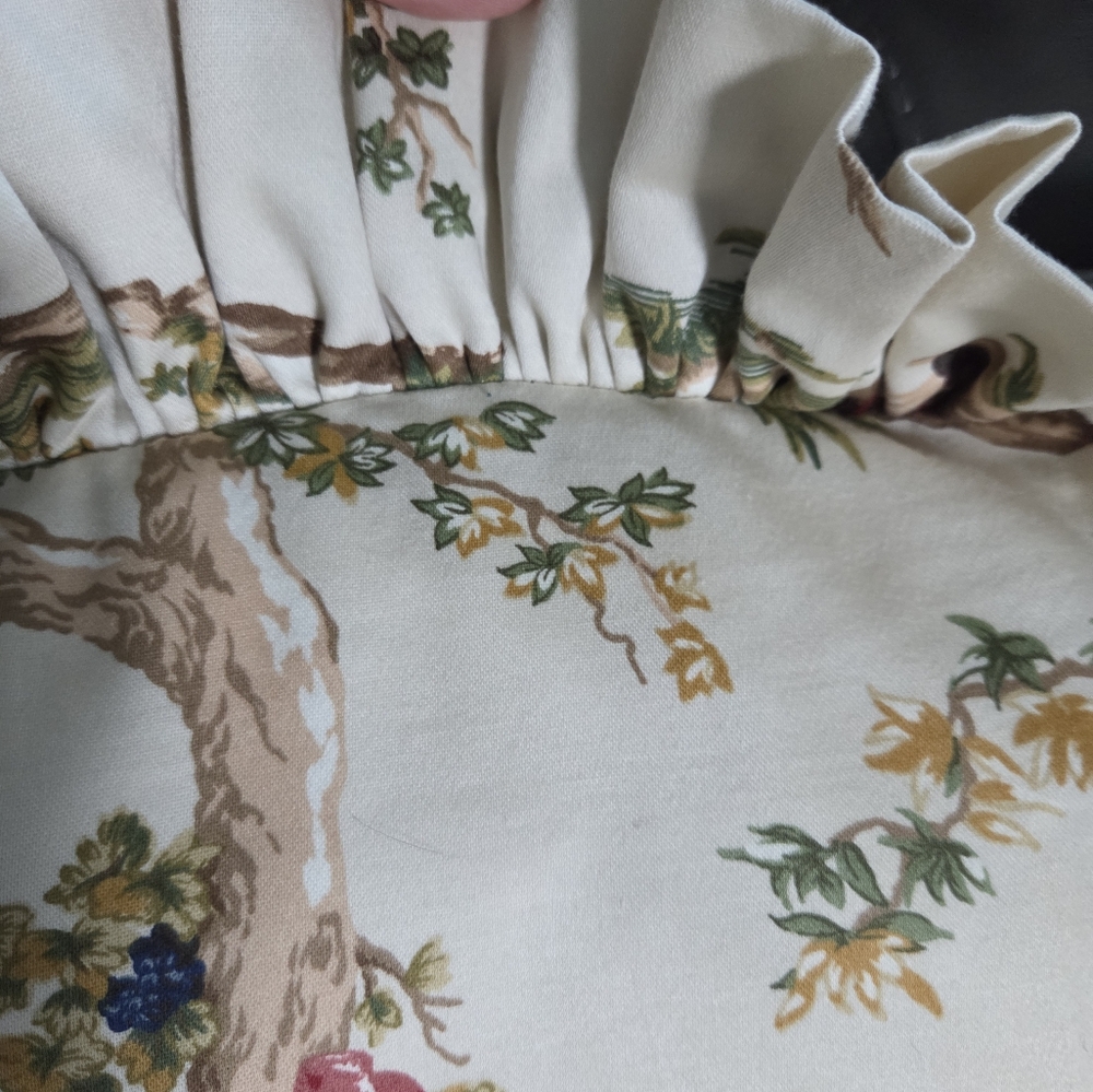 French Country Toile Ruffled Throw Pillows with Rustic Scene - Picture 6 of 17